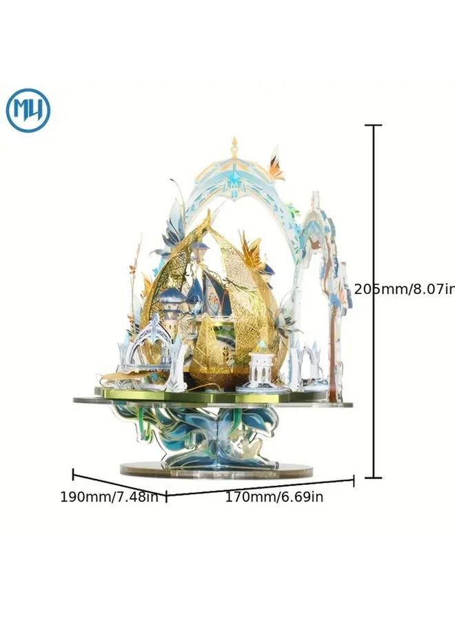 Elf Castle 3D Metal Puzzle Kit DIY Miniature Model Set With Stand For Adults Gift - Image 5